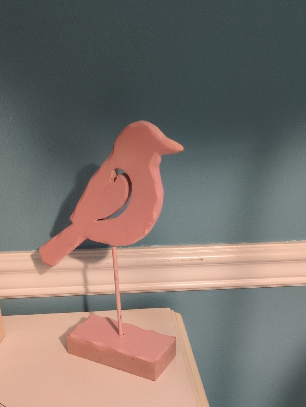 Pink Wooden Bird Table Décor